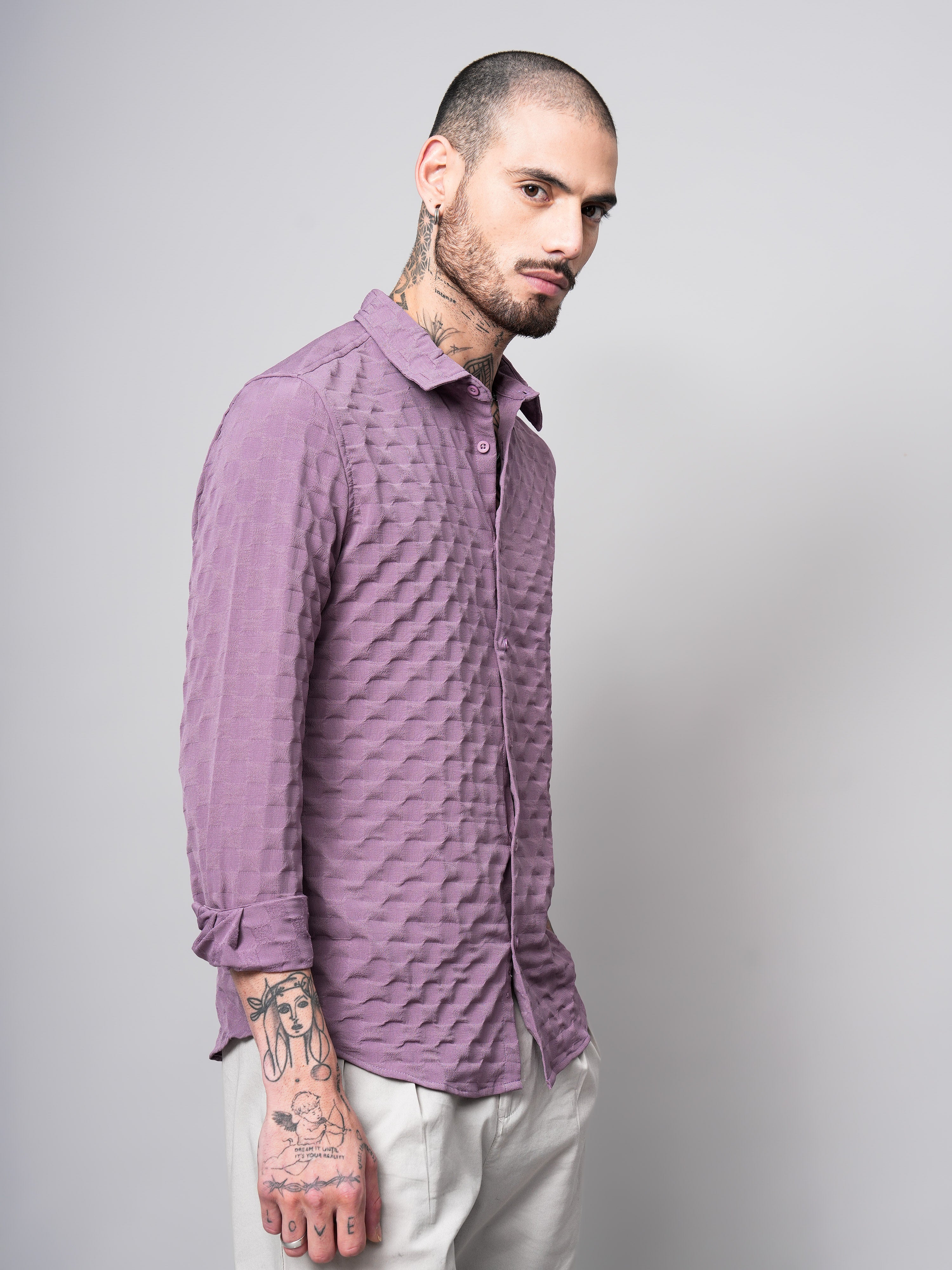 Self Design Dobby Slim Fit Casual Shirt