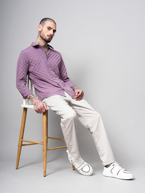 Self Design Dobby Slim Fit Casual Shirt