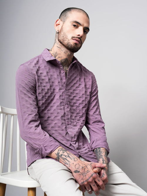 Self Design Dobby Slim Fit Casual Shirt