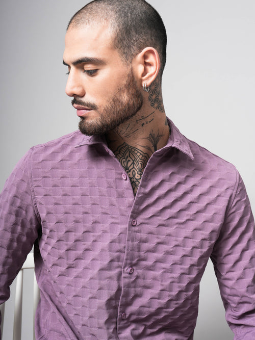 Self Design Dobby Slim Fit Casual Shirt