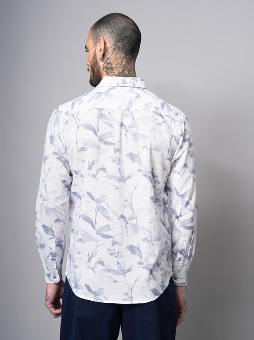 Dobby Digital Print Slim Fit Casual Shirt