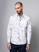 Dobby Digital Print Slim Fit Casual Shirt