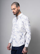 Dobby Digital Print Slim Fit Casual Shirt