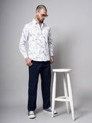 Dobby Digital Print Slim Fit Casual Shirt