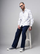 Dobby Digital Print Slim Fit Casual Shirt