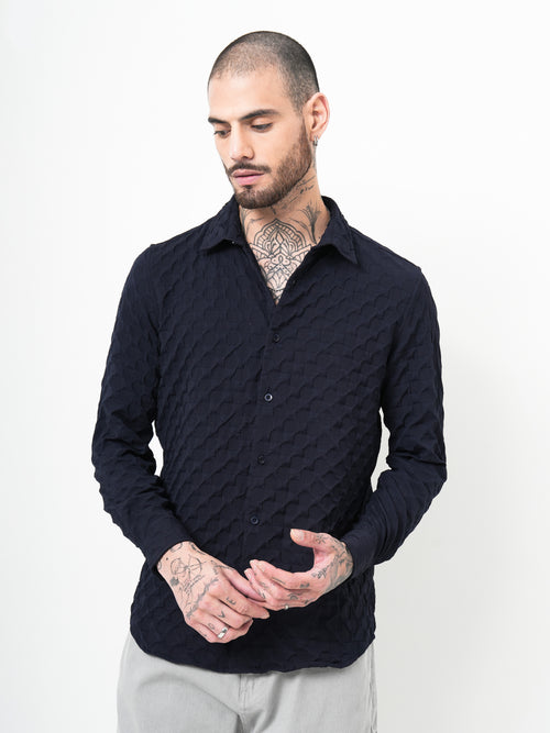 Self Design Dobby Slim Fit Casual Shirt