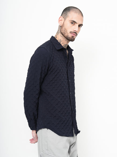 Self Design Dobby Slim Fit Casual Shirt