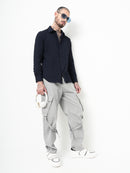 Self Design Dobby Slim Fit Casual Shirt