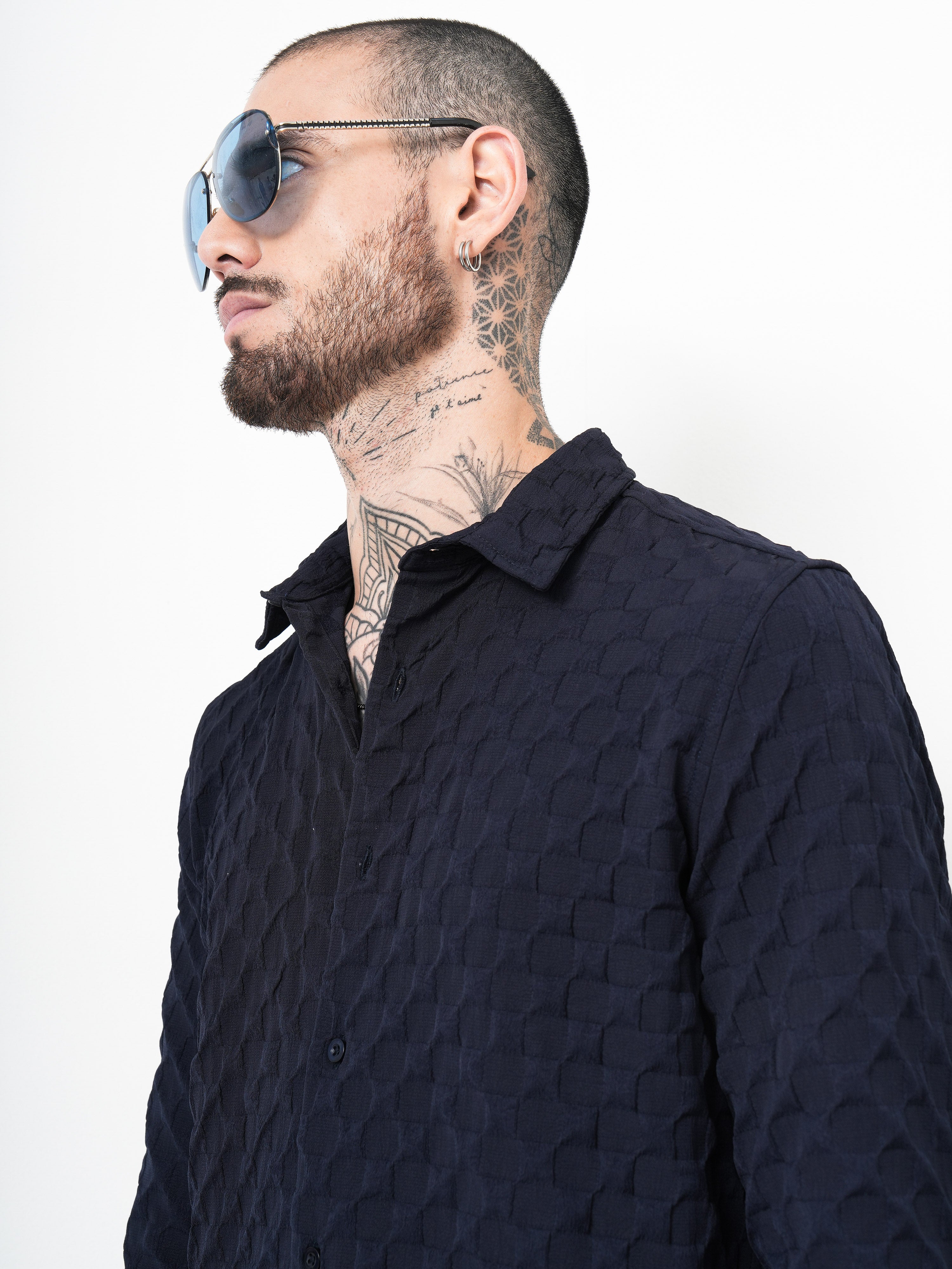 Self Design Dobby Slim Fit Casual Shirt
