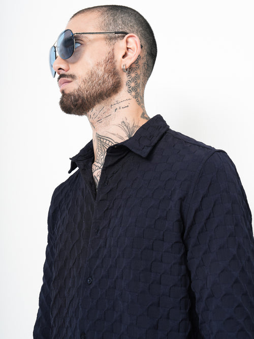 Self Design Dobby Slim Fit Casual Shirt
