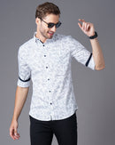 Men Classic Fit Spread Collar Abstract Printed Cotton Casual Shirt