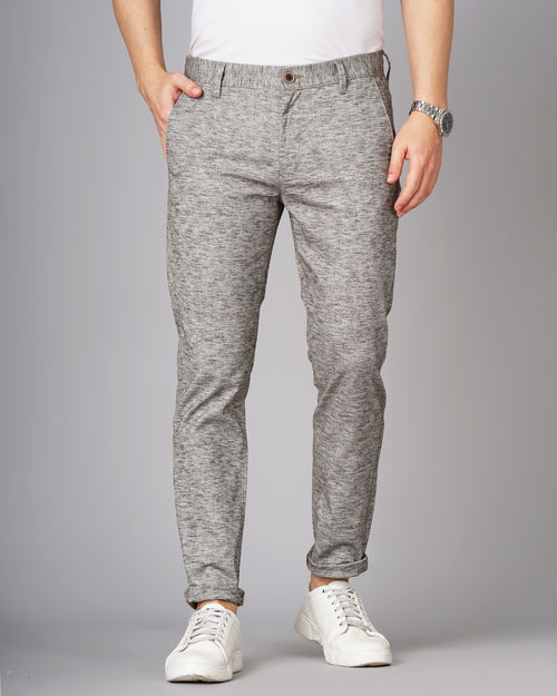 Heathered Slim Fit Flat-Front Chinos