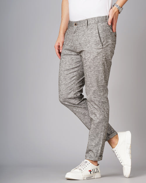 Heathered Slim Fit Flat-Front Chinos