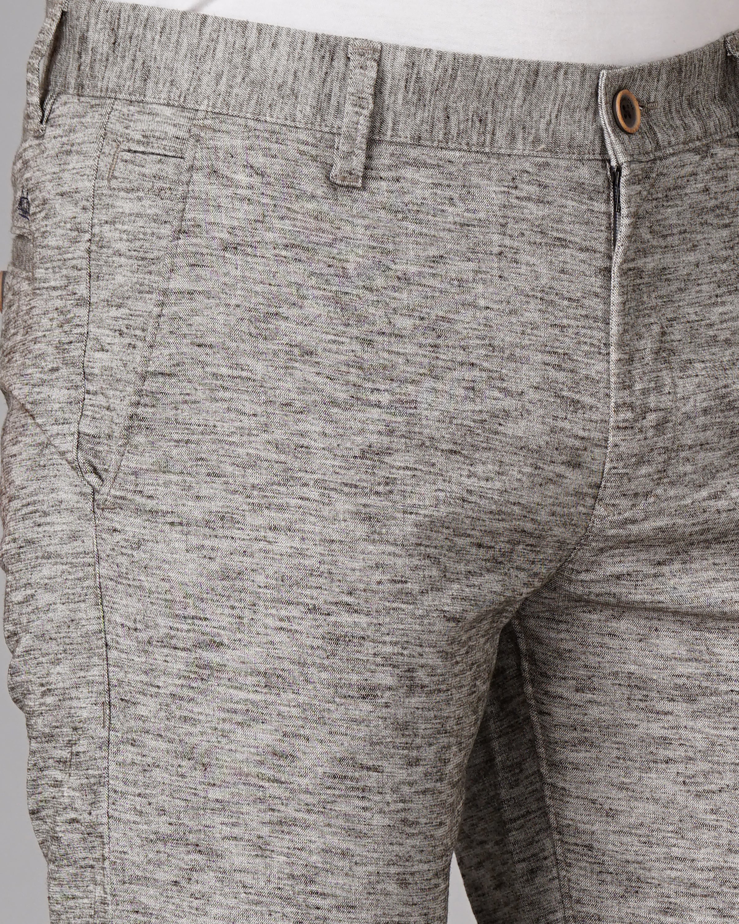 Heathered Slim Fit Flat-Front Chinos