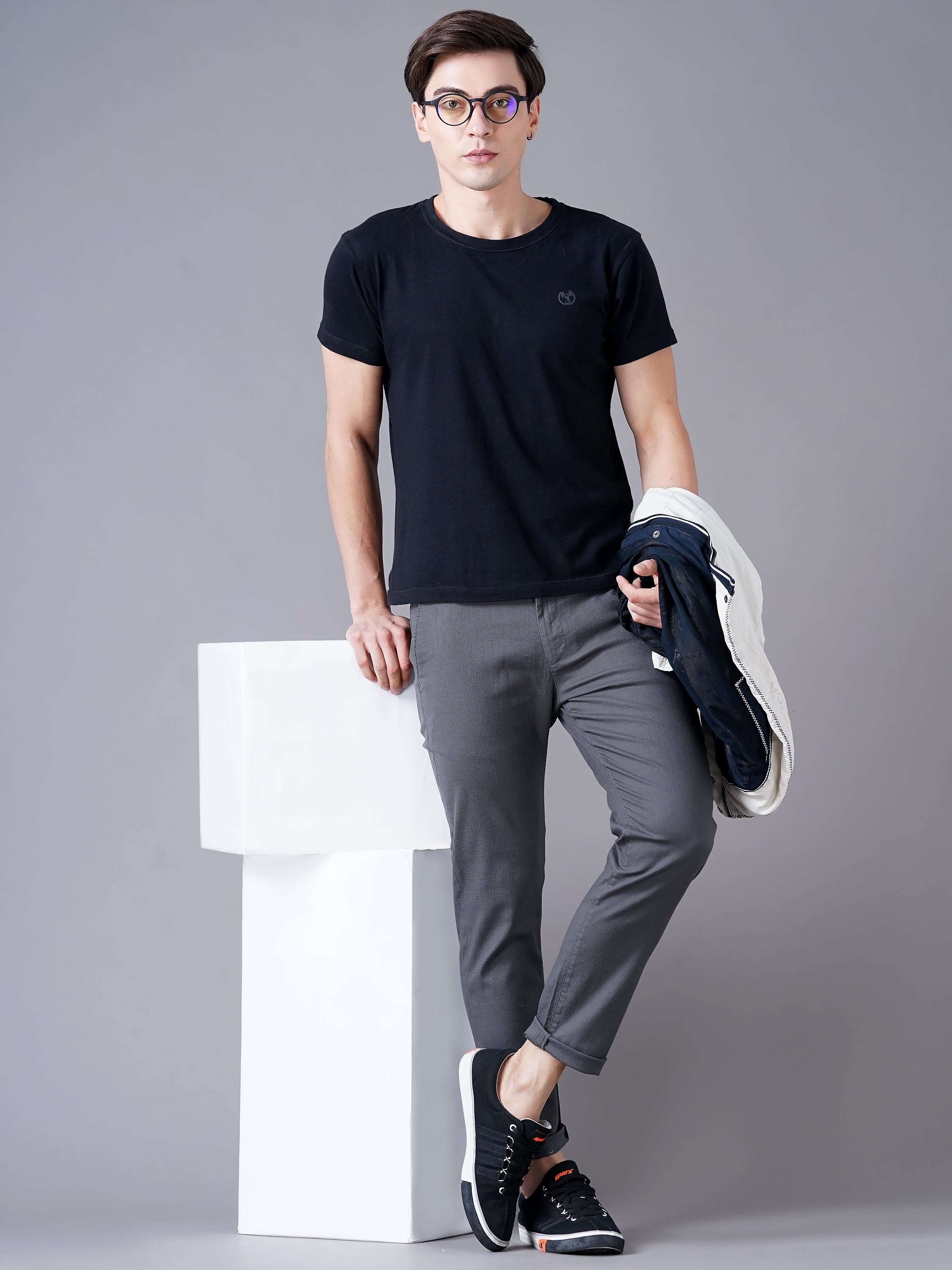 SLIM FIT FLAT-FRONT TROUSERS WITH INSERT POCKETS