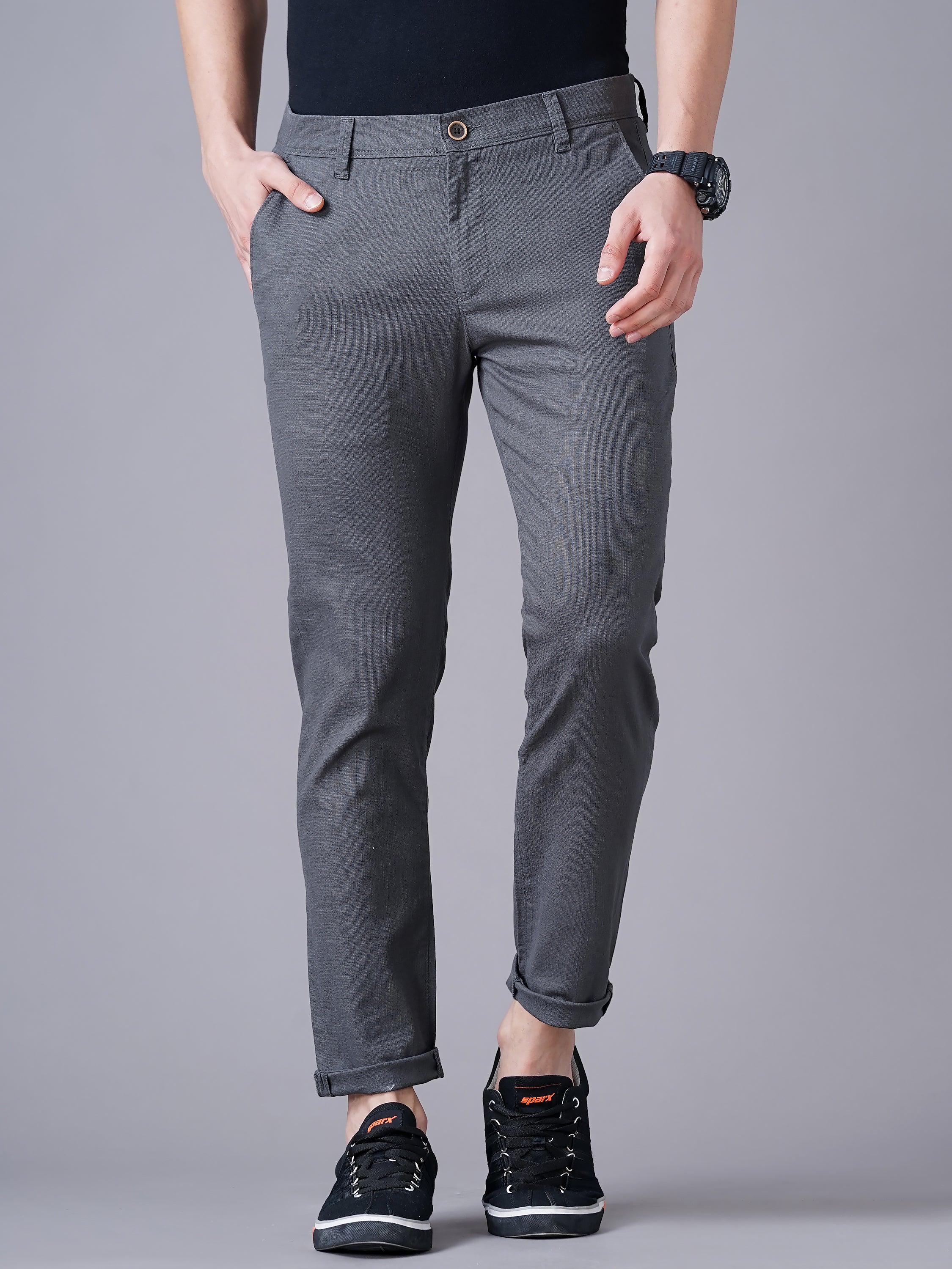 SLIM FIT FLAT-FRONT TROUSERS WITH INSERT POCKETS