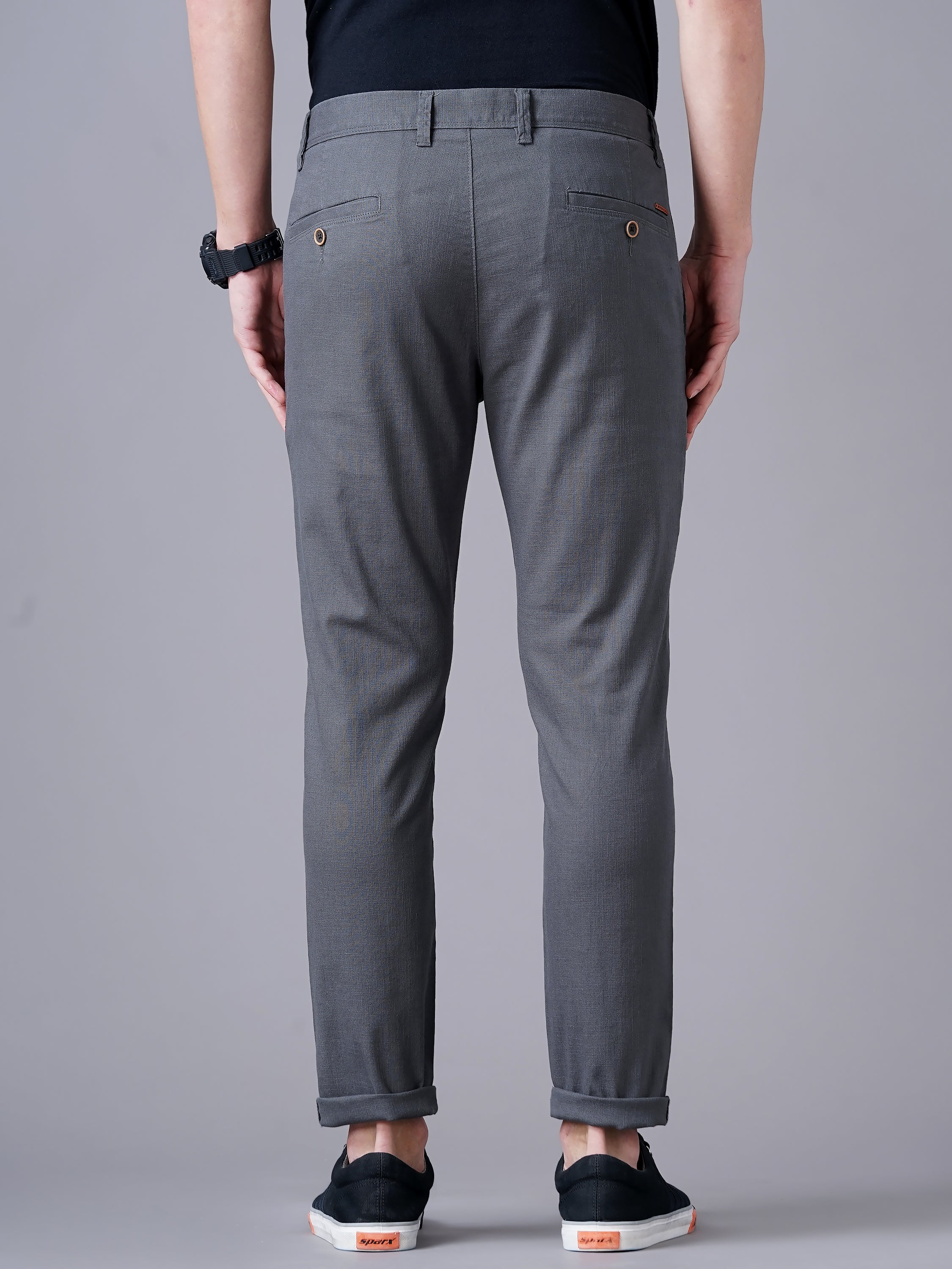 SLIM FIT FLAT-FRONT TROUSERS WITH INSERT POCKETS