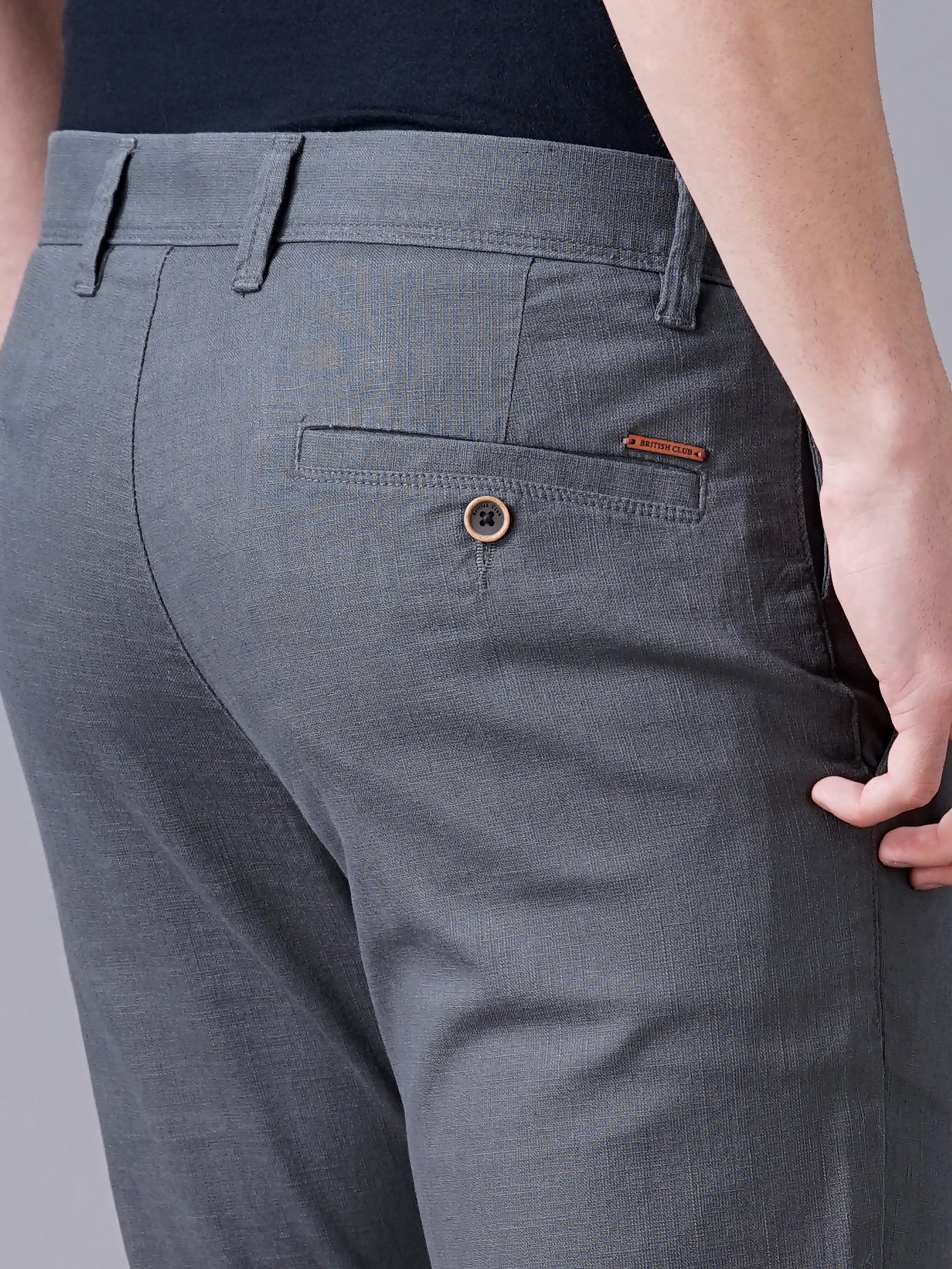SLIM FIT FLAT-FRONT TROUSERS WITH INSERT POCKETS