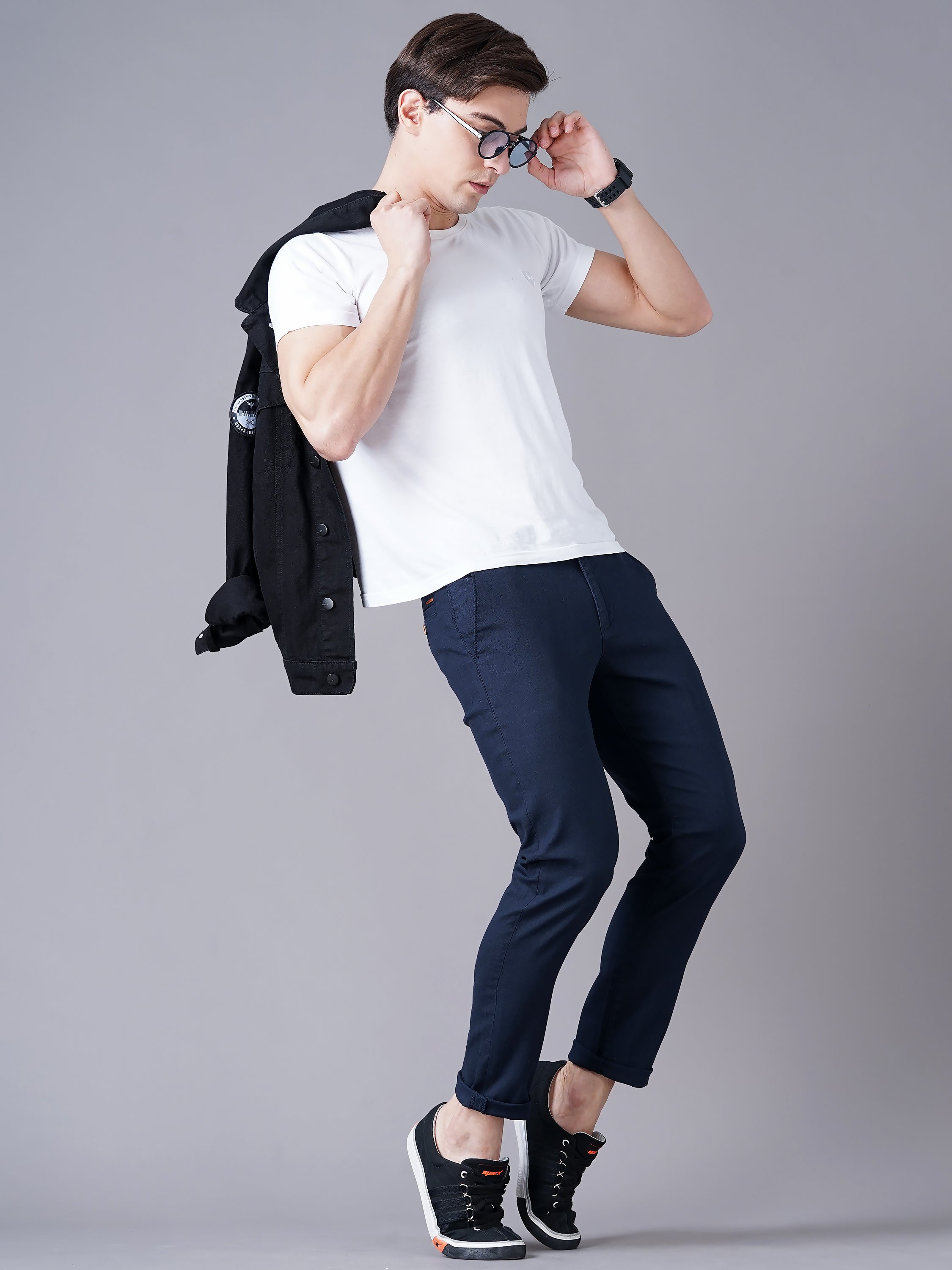 SLIM FIT FLAT-FRONT TROUSERS WITH INSERT POCKETS