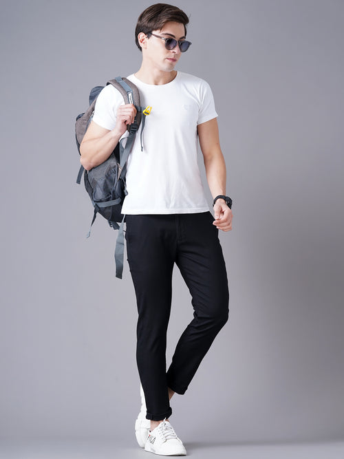 SLIM FIT FLAT-FRONT TROUSERS WITH INSERT POCKETS