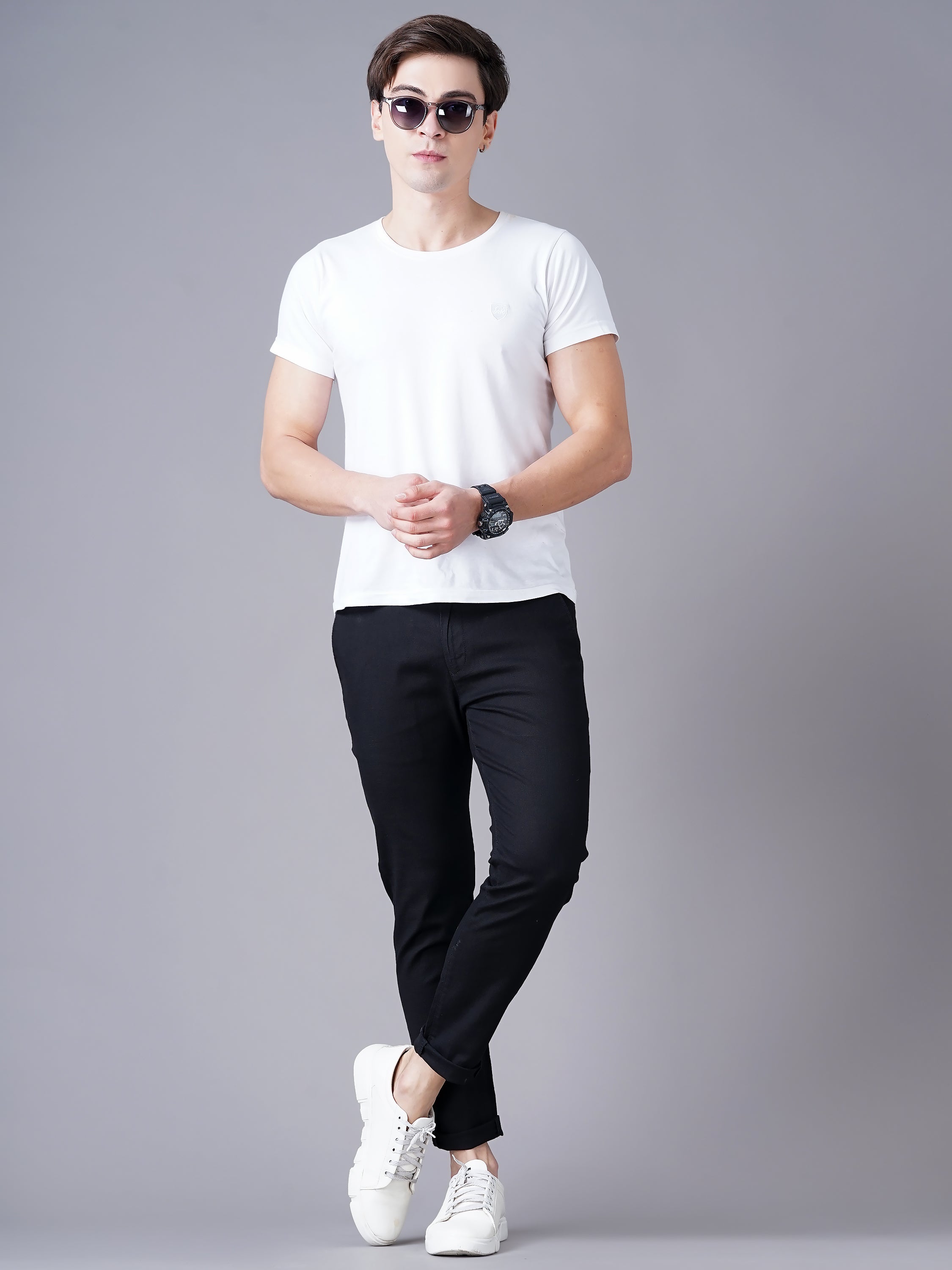 SLIM FIT FLAT-FRONT TROUSERS WITH INSERT POCKETS