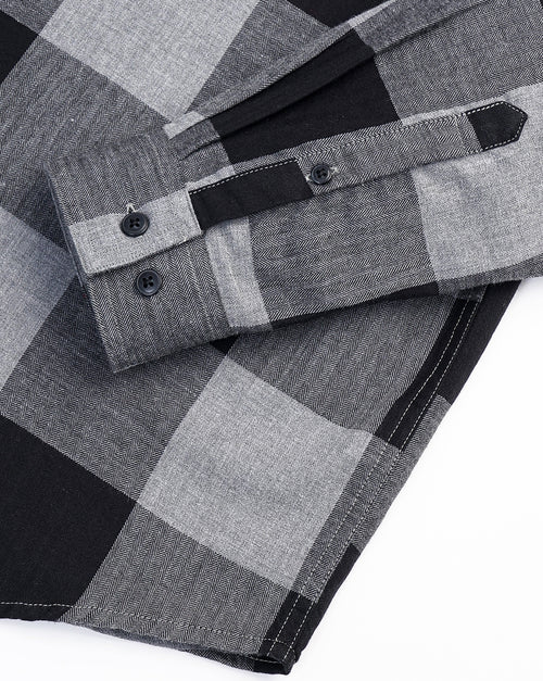 Men Standard Button-Down Collar Gingham Checked Cotton Casual Shirt