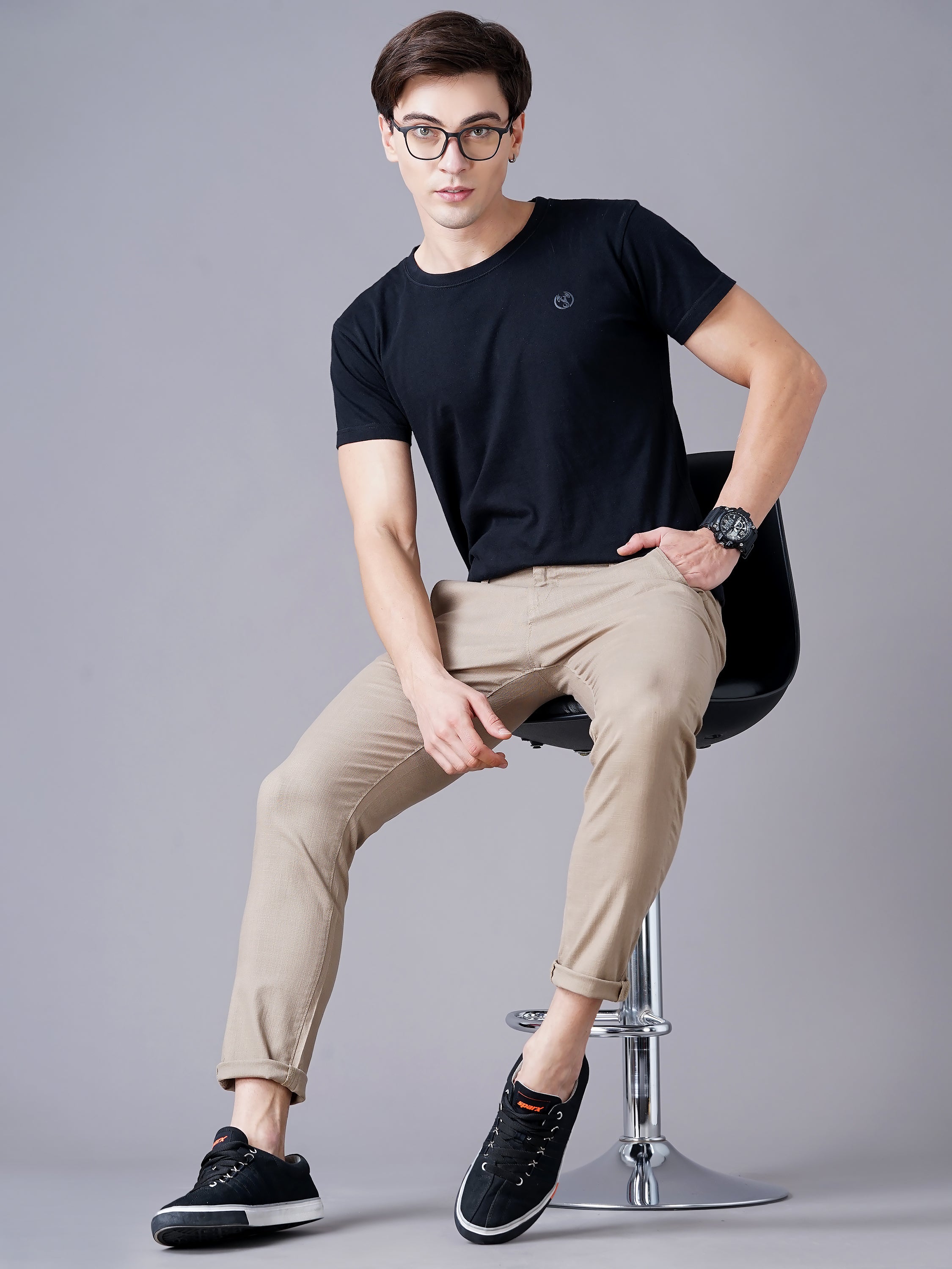 SLIM FIT FLAT-FRONT TROUSERS WITH INSERT POCKETS
