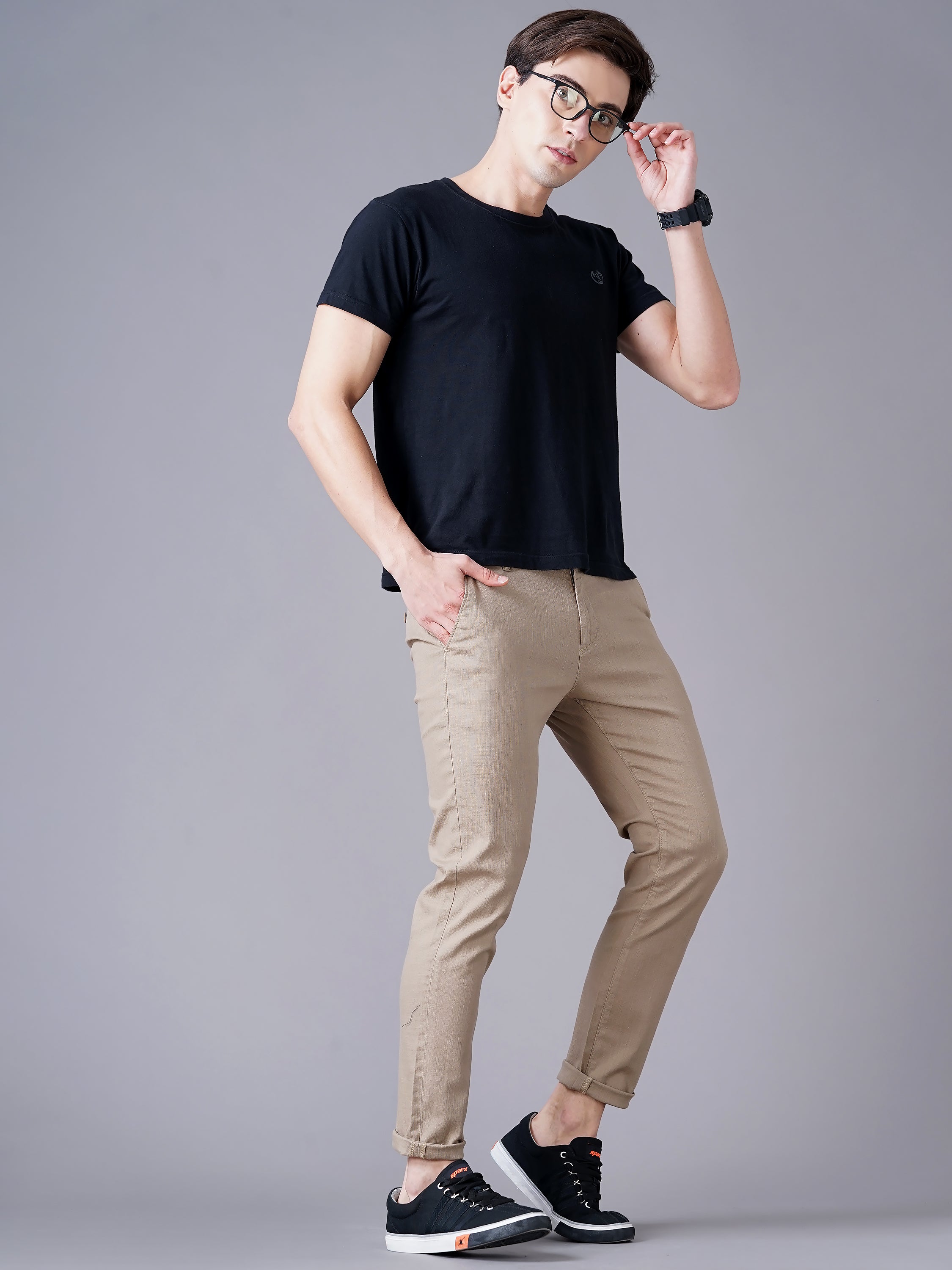 SLIM FIT FLAT-FRONT TROUSERS WITH INSERT POCKETS
