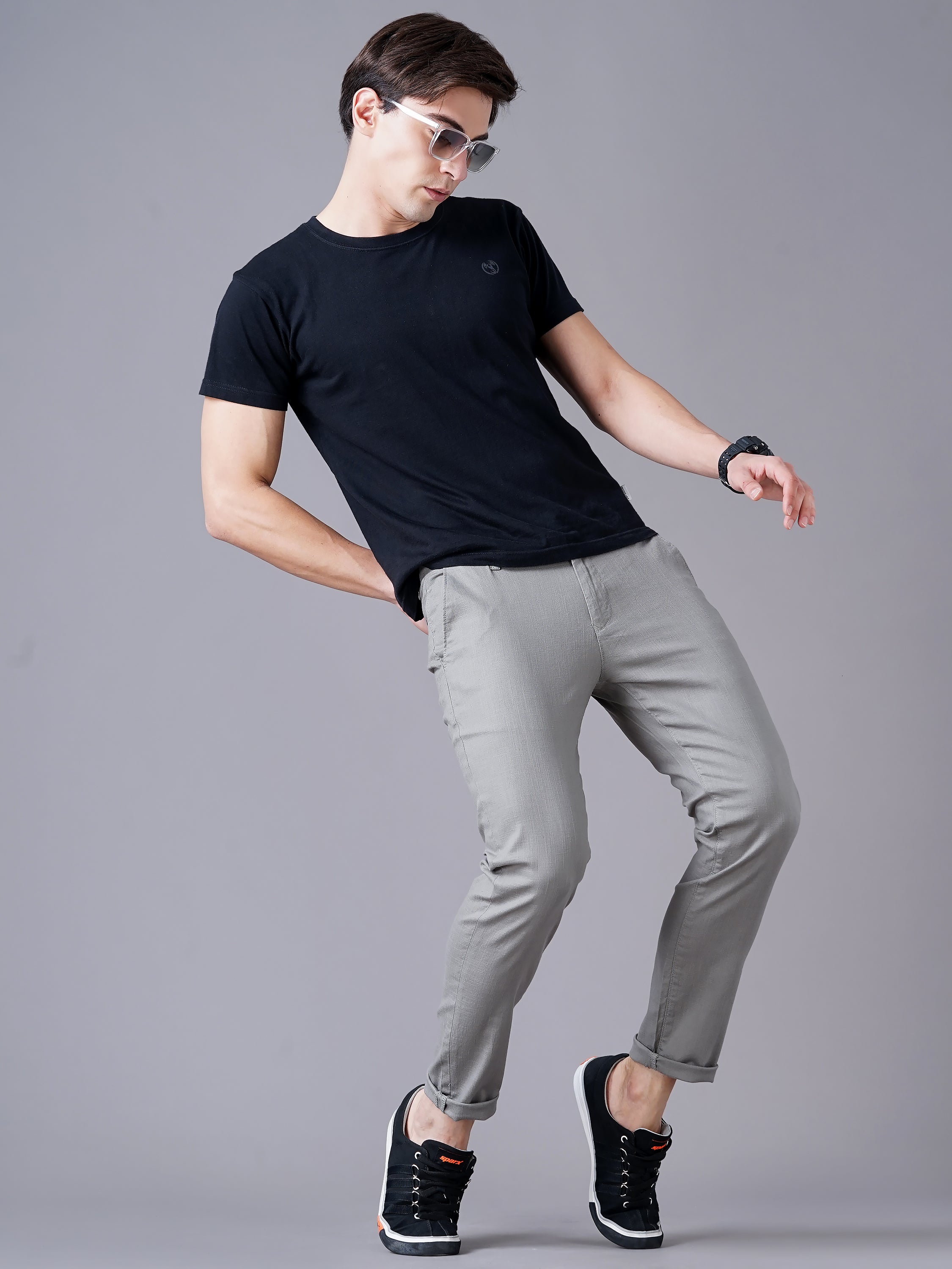 SLIM FIT FLAT-FRONT TROUSERS WITH INSERT POCKETS