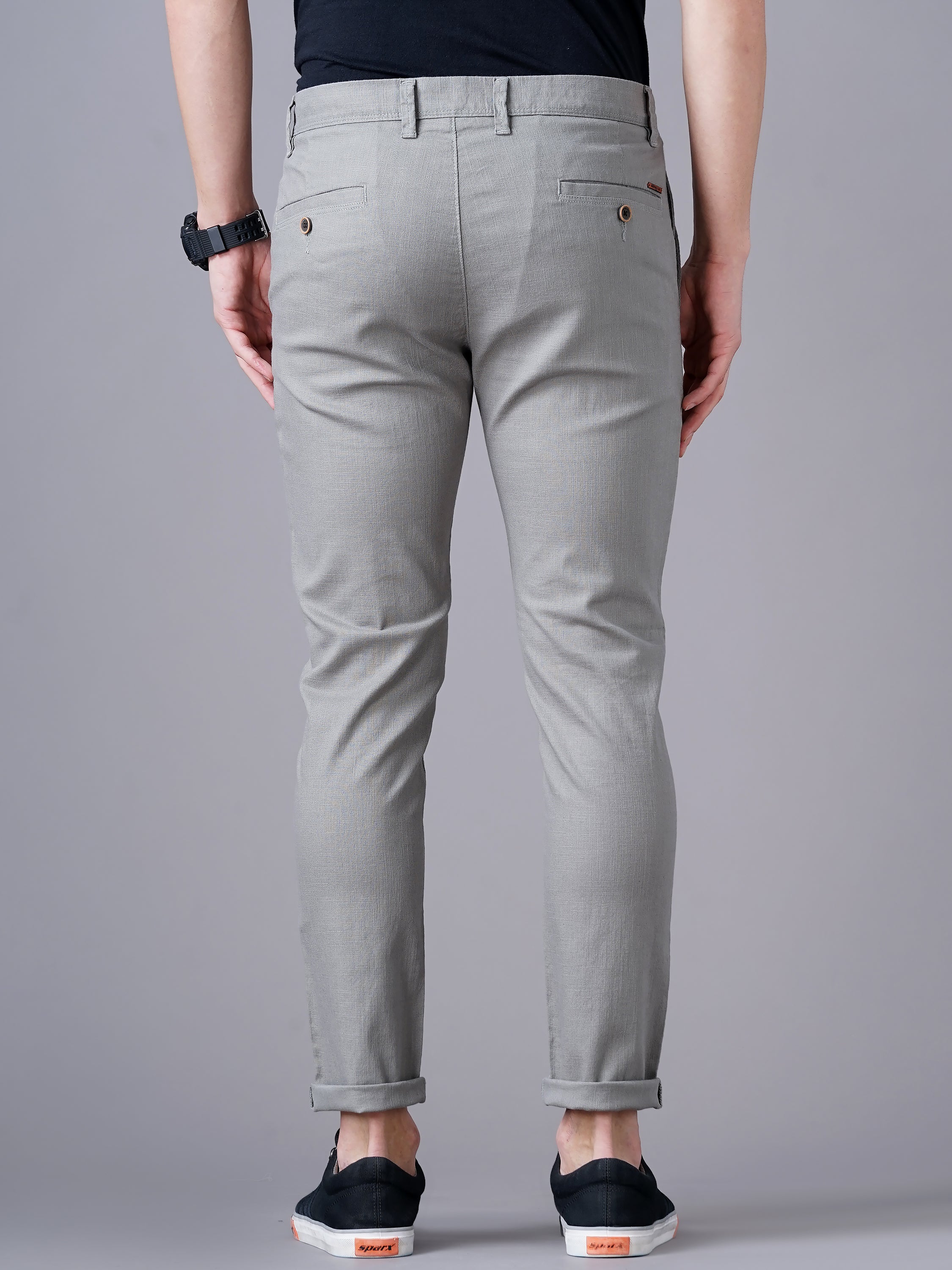 SLIM FIT FLAT-FRONT TROUSERS WITH INSERT POCKETS