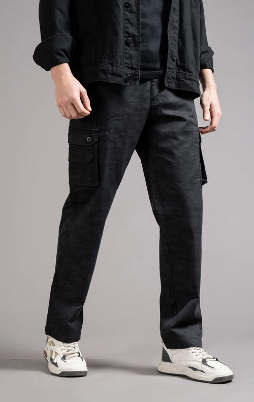 Men's Relaxed Fit Camoflaugue Print Cargo Trouser