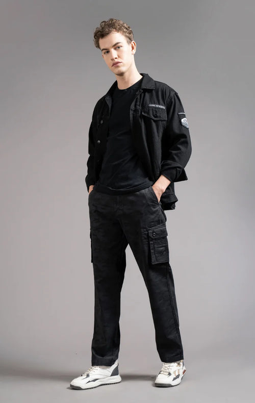 Men's Relaxed Fit Camoflaugue Print Cargo Trouser
