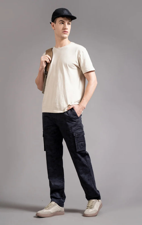 Men's Relaxed Fit Camoflaugue Print Cargo Trouser