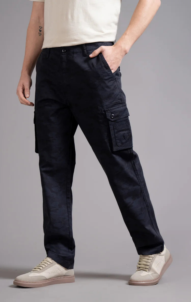 Men's Relaxed Fit Camoflaugue Print Cargo Trouser