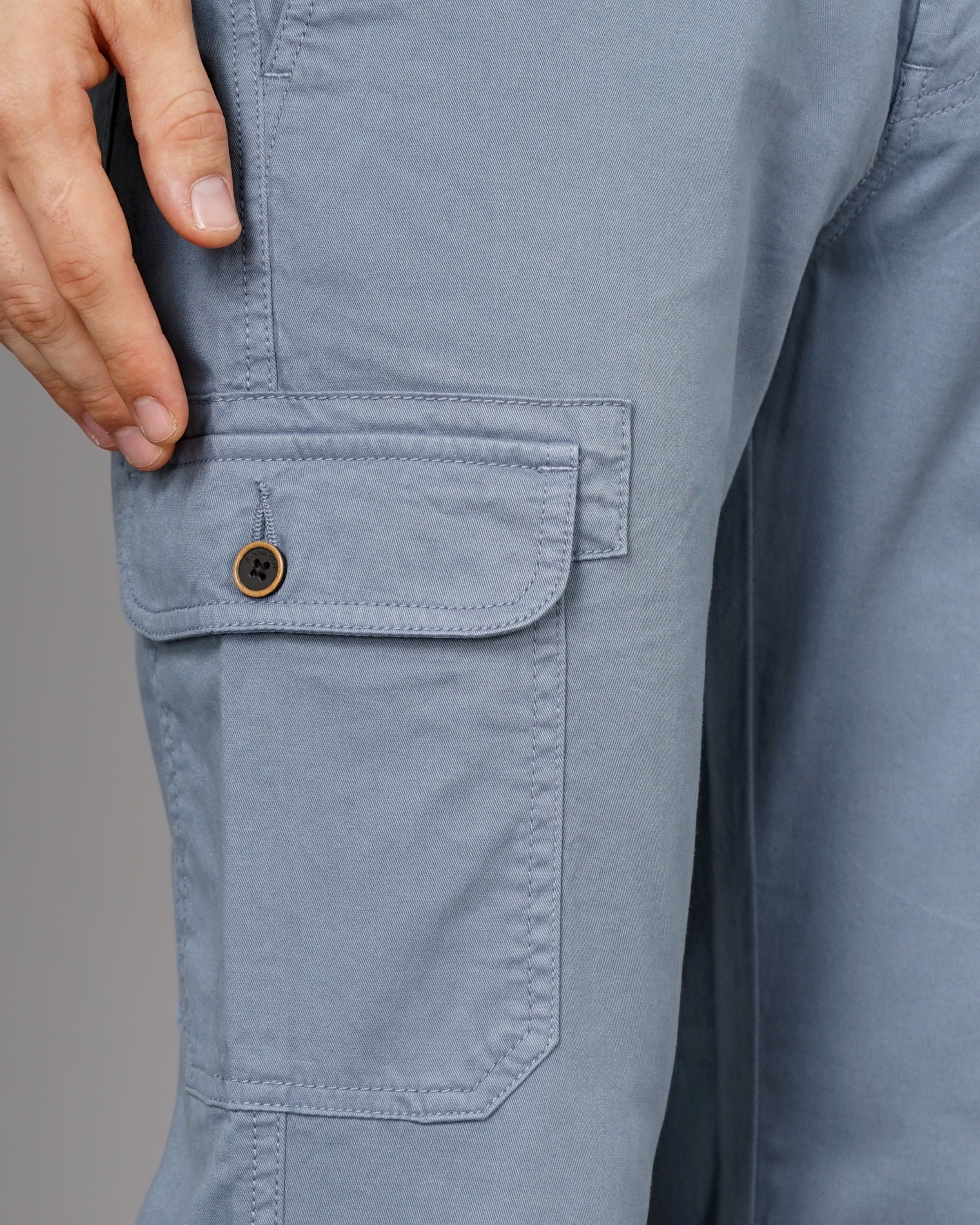 Mens Smart Regular Fit Low-Rise Cotton Cargos Trousers