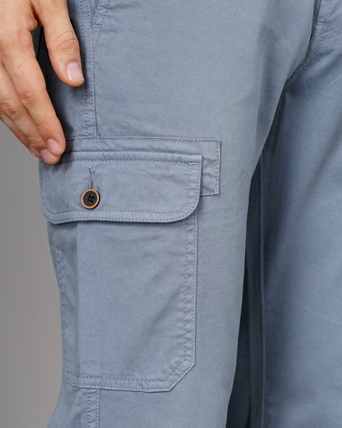 Mens Smart Regular Fit Low-Rise Cotton Cargos Trousers
