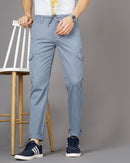 Mens Smart Regular Fit Low-Rise Cotton Cargos Trousers