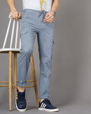 Mens Smart Regular Fit Low-Rise Cotton Cargos Trousers