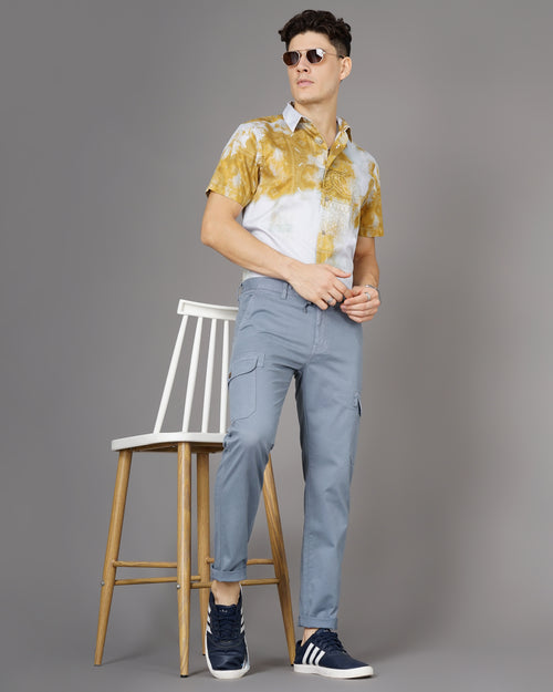 Mens Smart Regular Fit Low-Rise Cotton Cargos Trousers