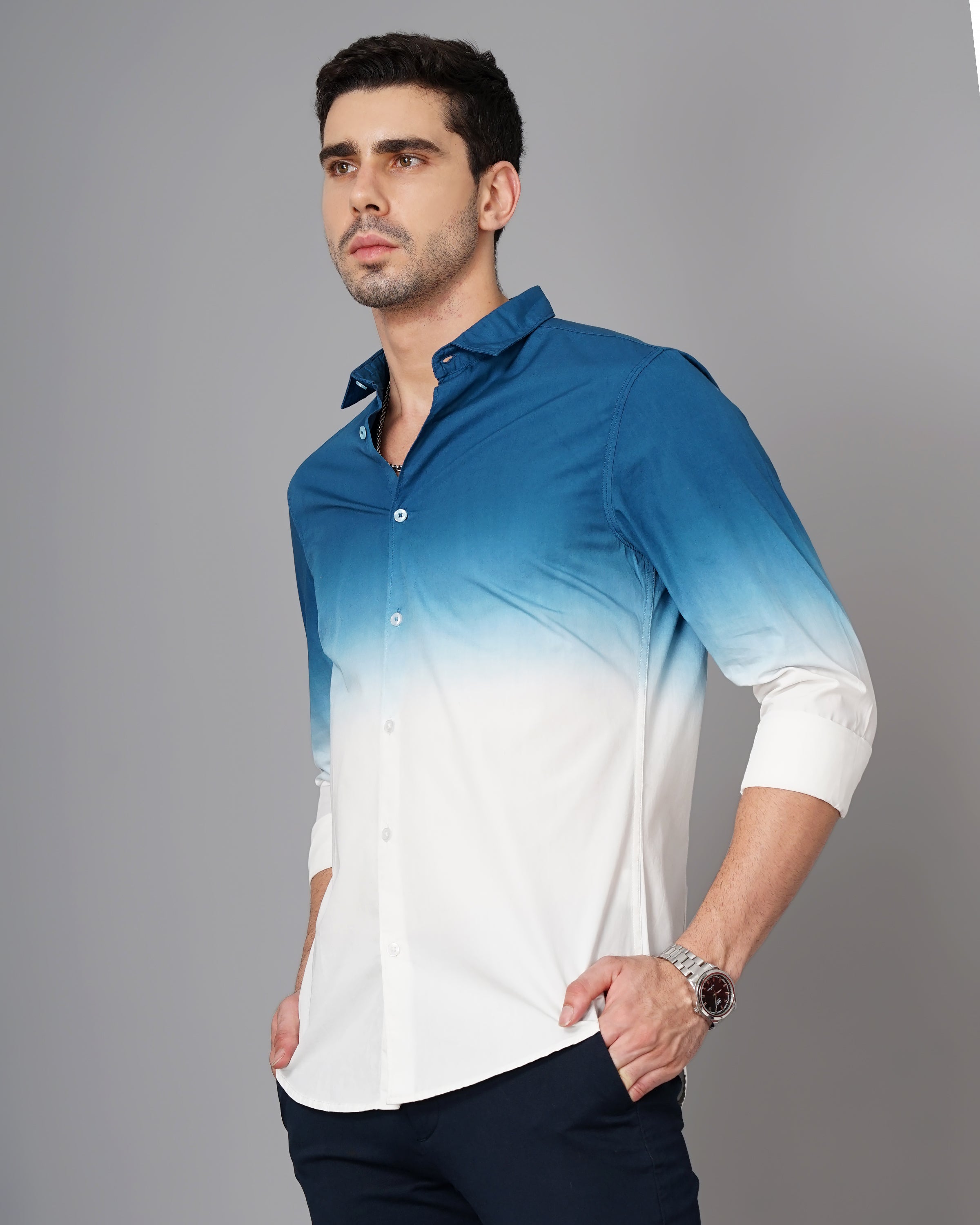 Men Ombre-Dyed Slim Fit Shirt