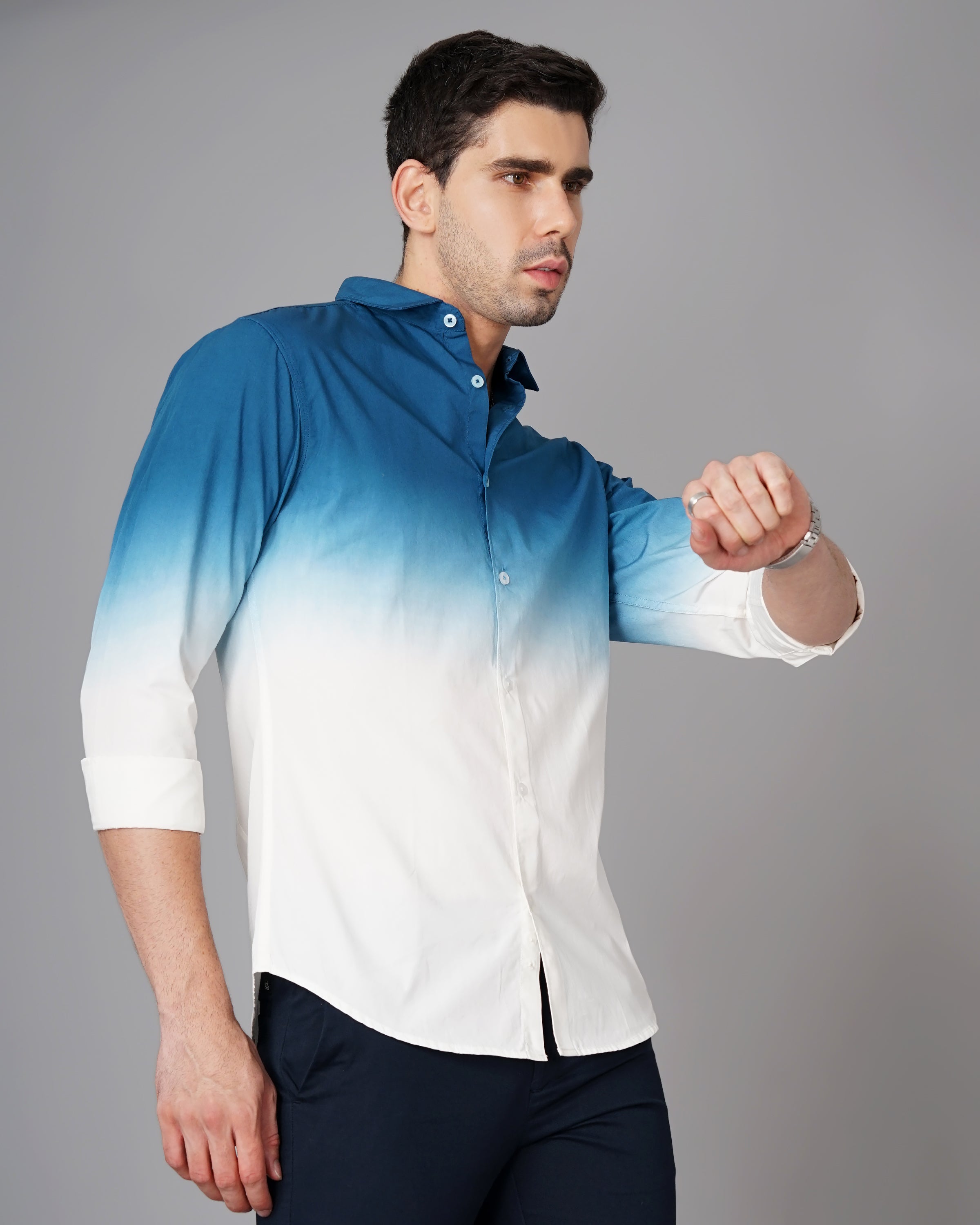 Men Ombre-Dyed Slim Fit Shirt