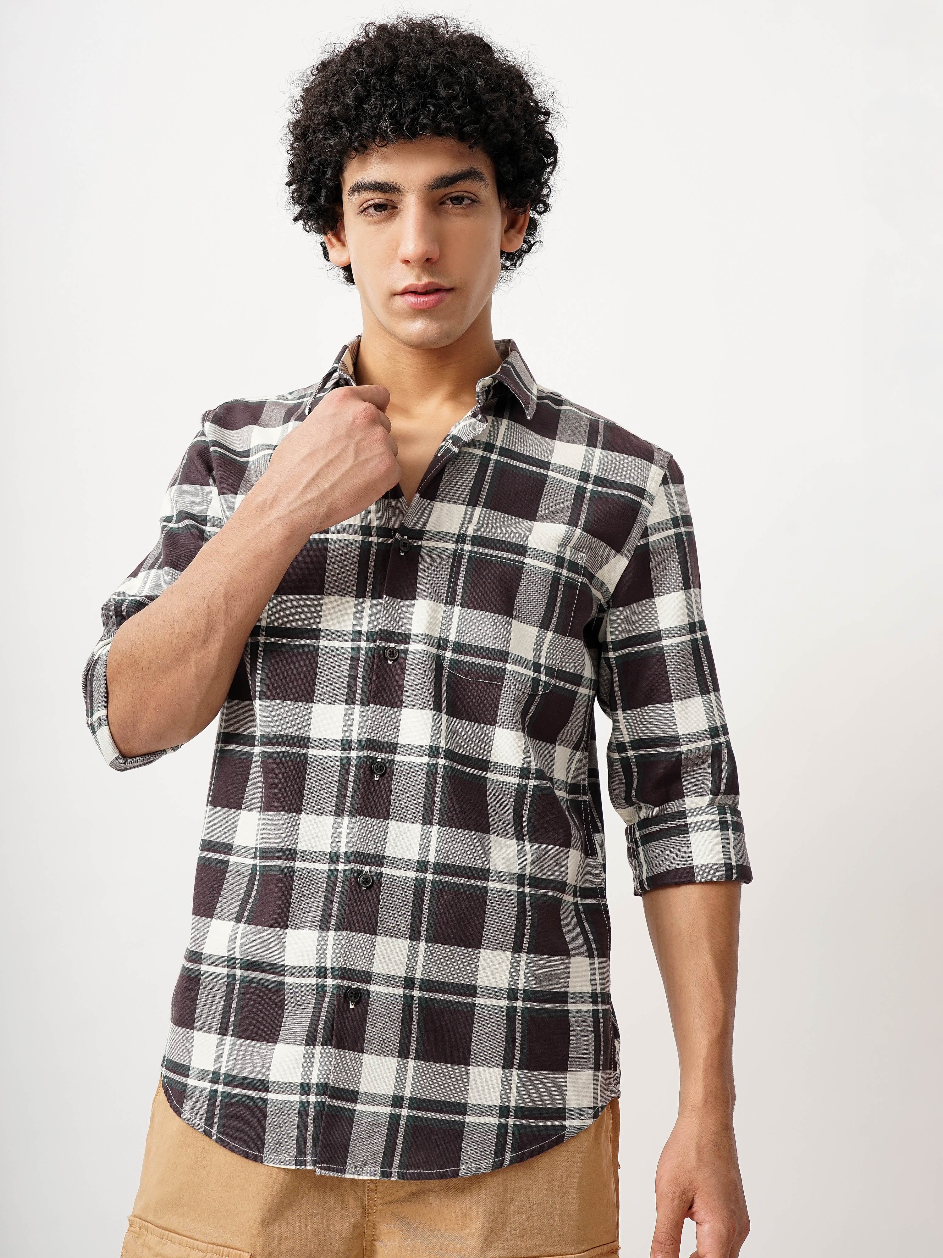 Waffle Checks Regular Fit casual Shirt