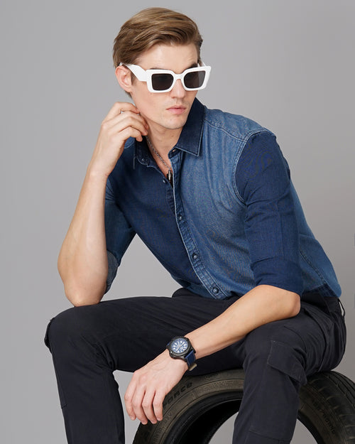 colour block denim shirt