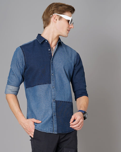colour block denim shirt