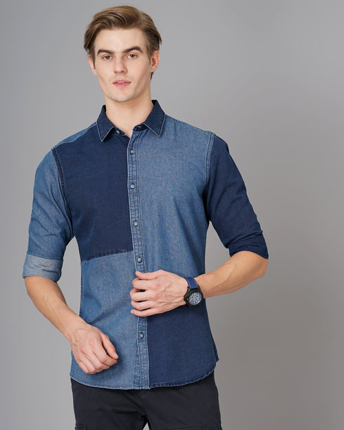colour block denim shirt