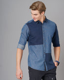 colour block denim shirt