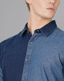 colour block denim shirt