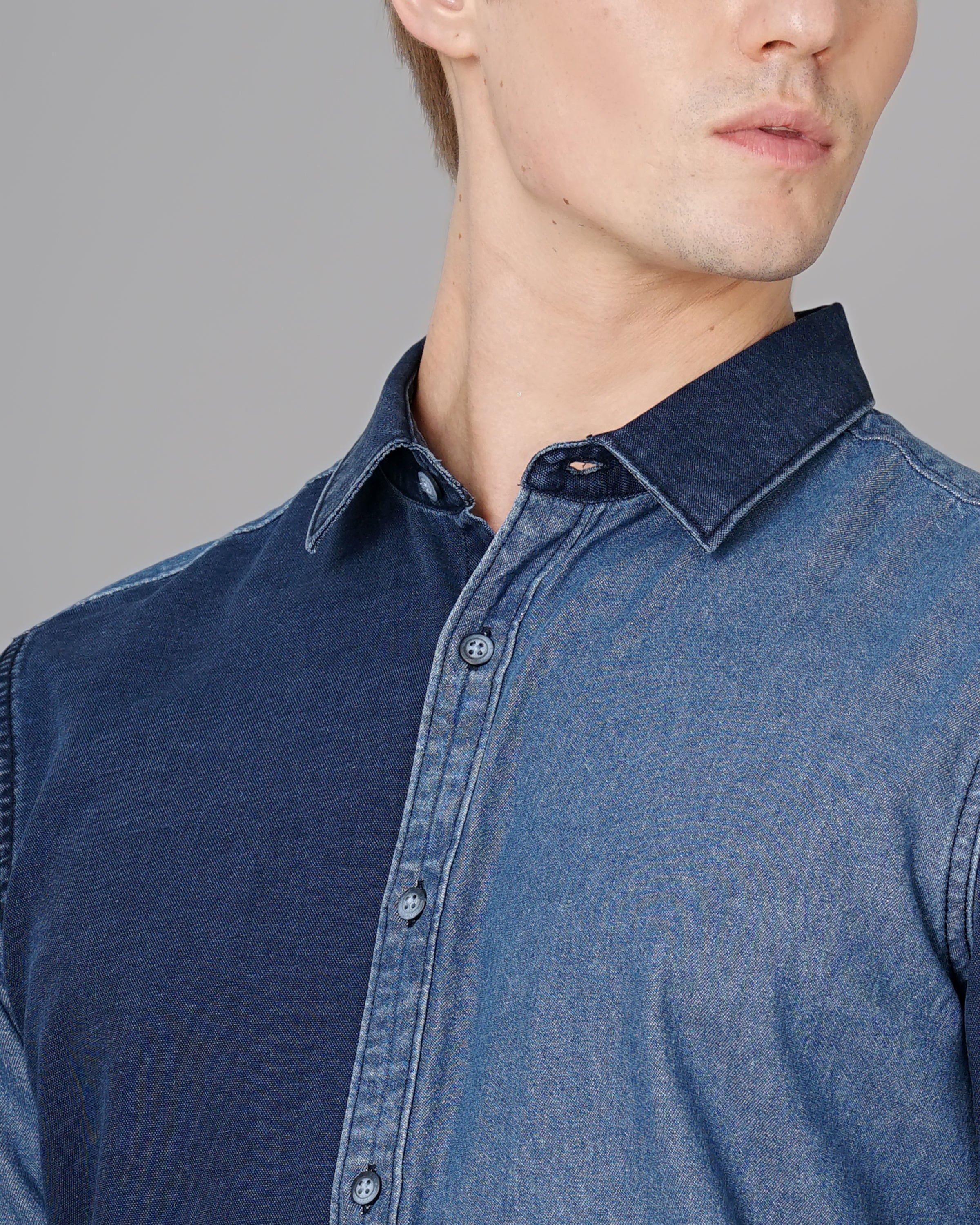 colour block denim shirt