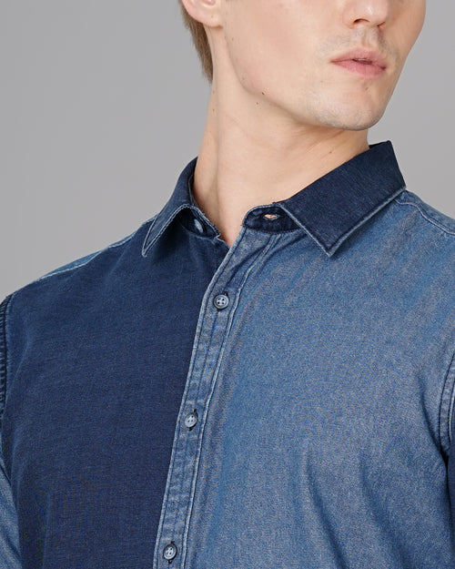 colour block denim shirt