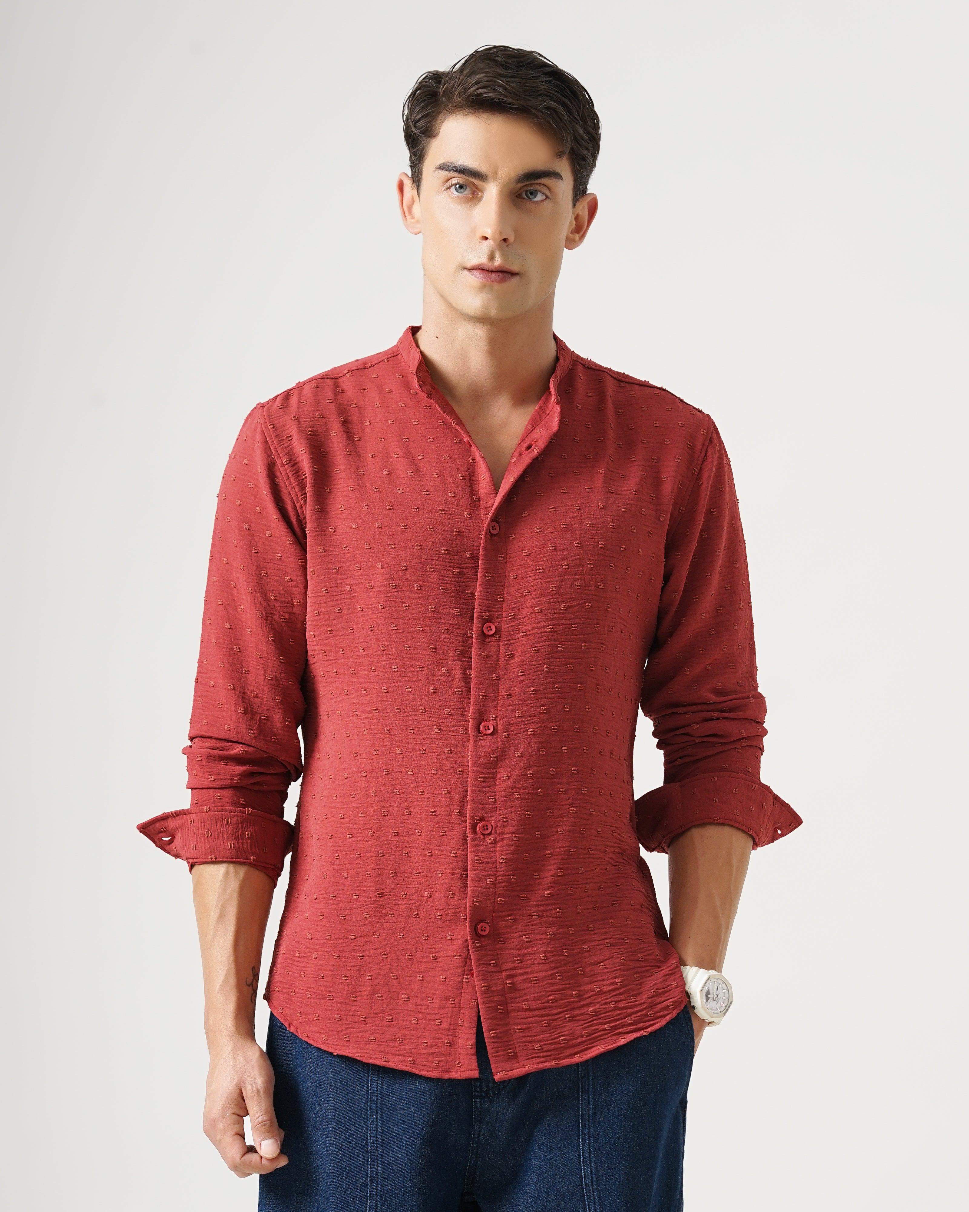 men's self design shirt
